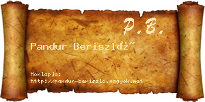 Pandur Beriszló névjegykártya